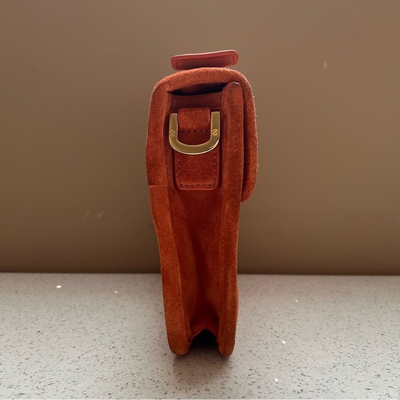 Tory Burch Orange Suede Gold Hardware Top Handle Crossbody Bag Purse - Picture 8 of 16